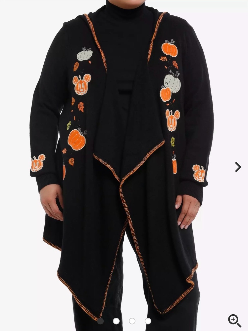 Her Universe Black Open-Front Pumpkin Embroidered Cardigan